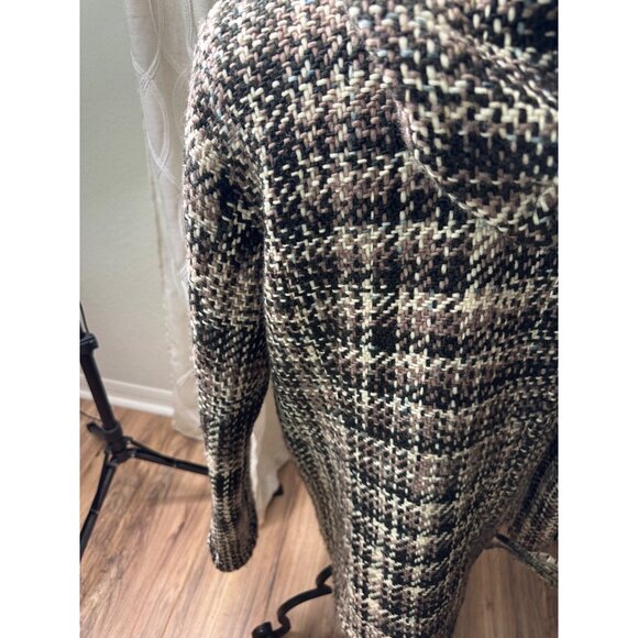 World Folk Art Hooded Woven 100% Wool Coat M Nanaimo Canada Button Pockets Read - Picture 6 of 16